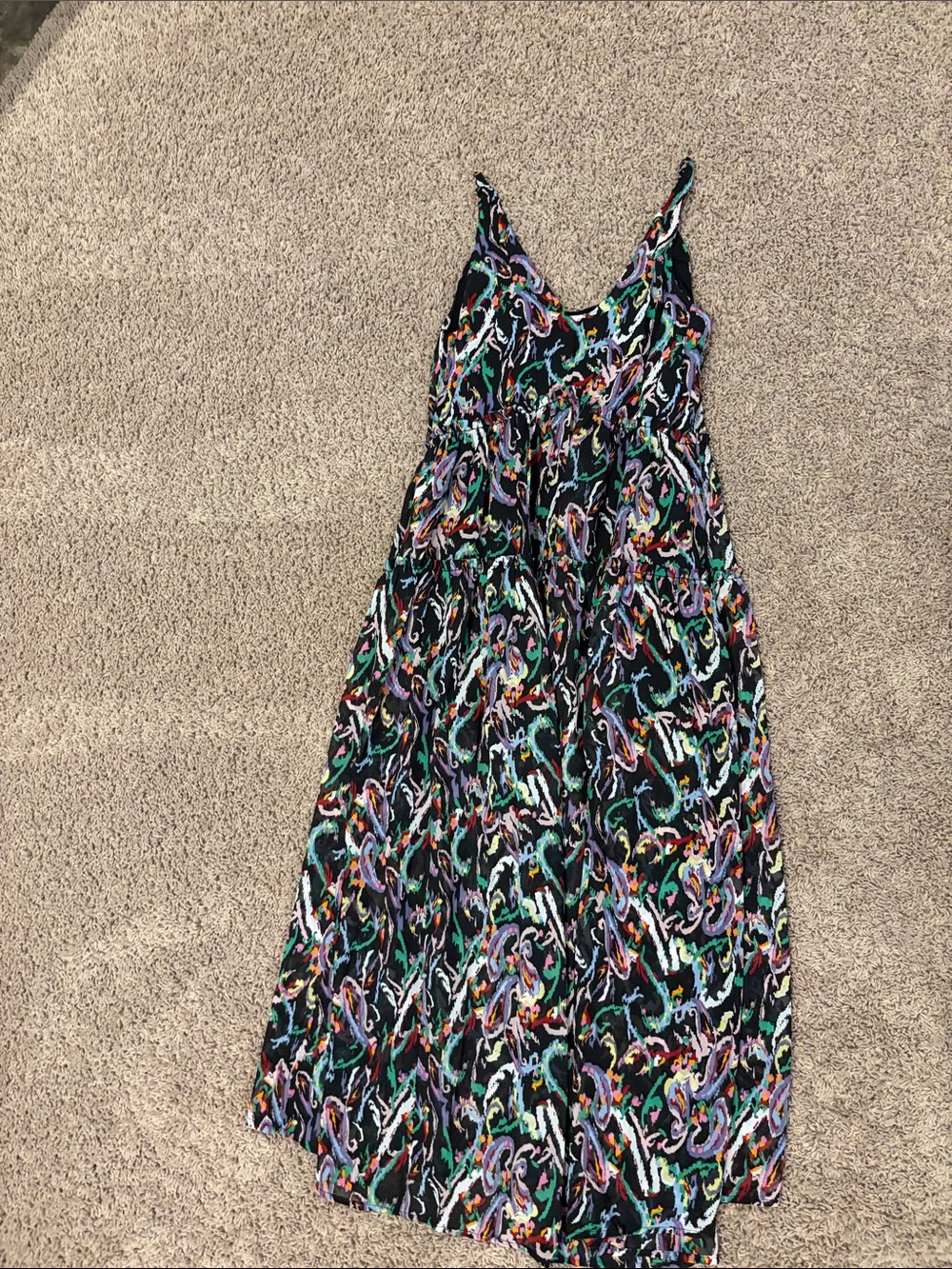 Black Multicolor V-Neck Sleeveless Maxi Dress